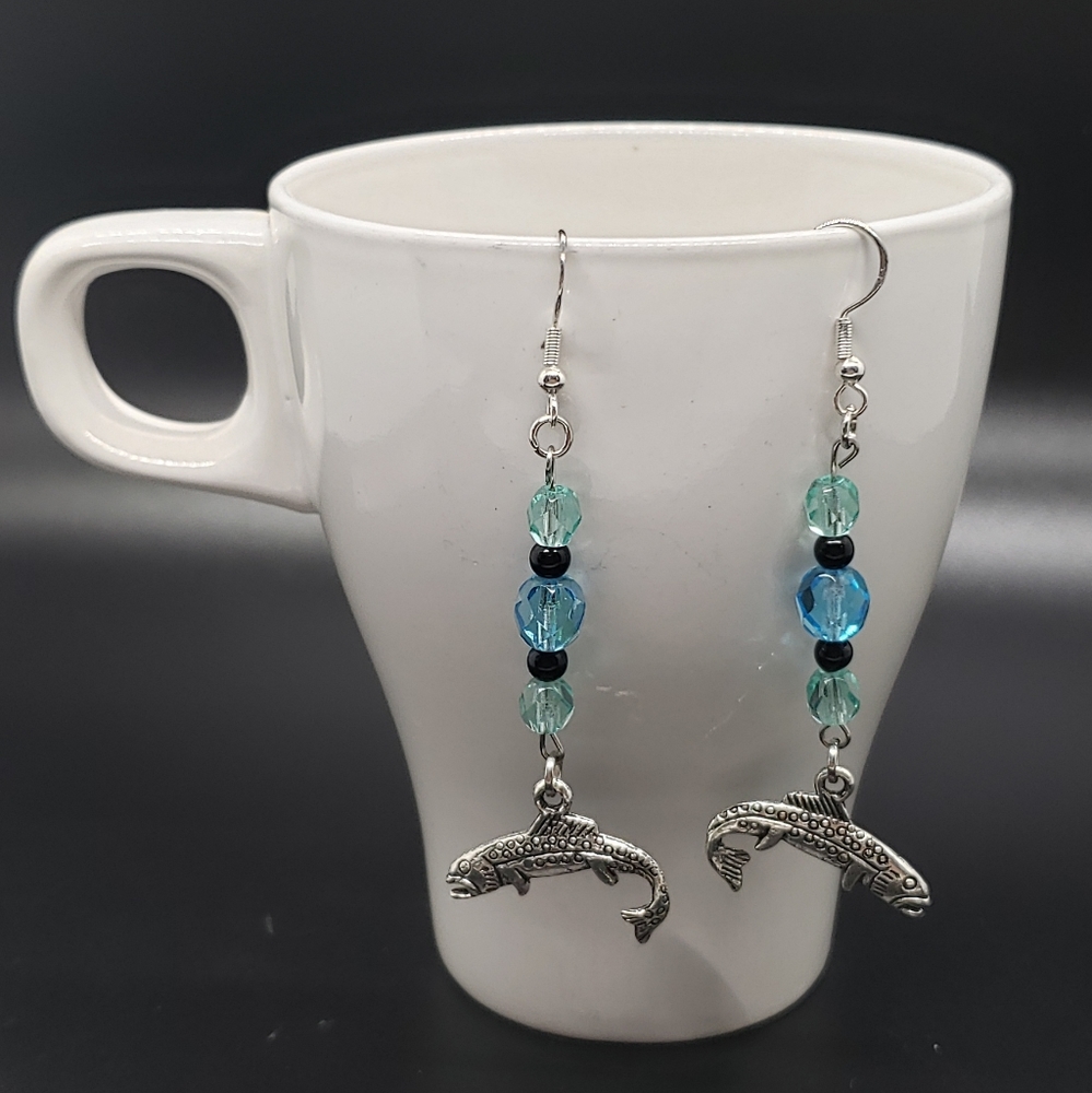 Sterling Silver Jumping Fish Earrings